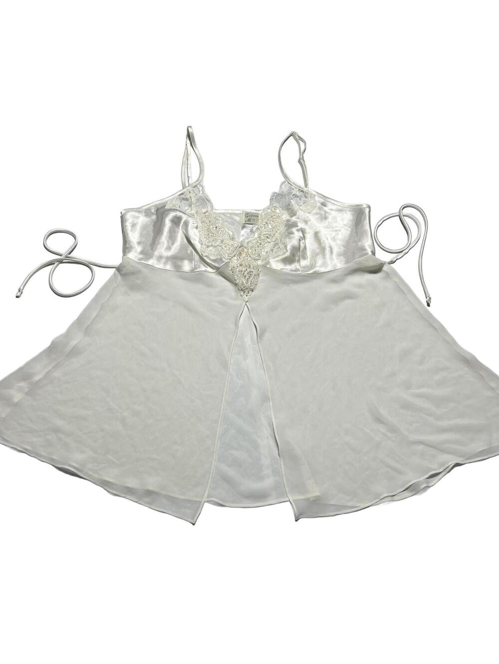 Vintage Babydoll Sheer Feminine Large Top Off White Lace Lingerie Coquette Y2K